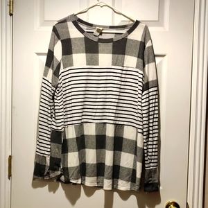 Buffalo plaid and striped top by Sew in love